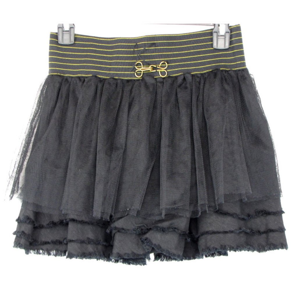 SALE! Ruffle Goth Black Gold Short Mini Skirt